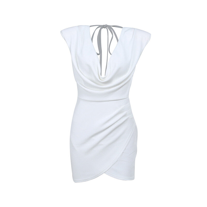 White Sexy Sleeveless Dress Women's New Sexy Backless Skirt In Summer