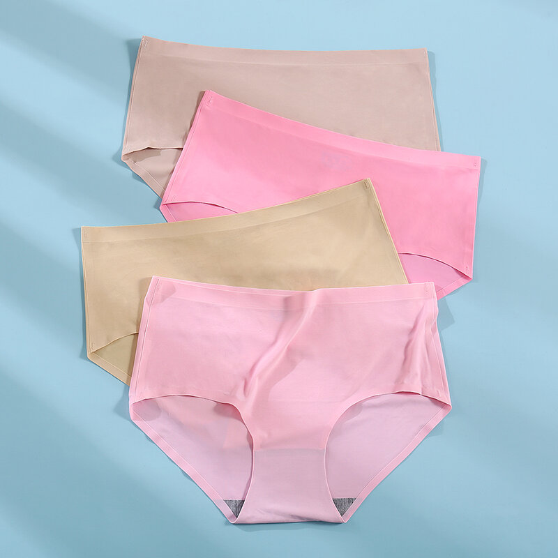 FINETOO-Ensemble de sous-vêtements sans couture pour femmes, culottes unies, slips pour filles, culottes lisses, 3 pièces