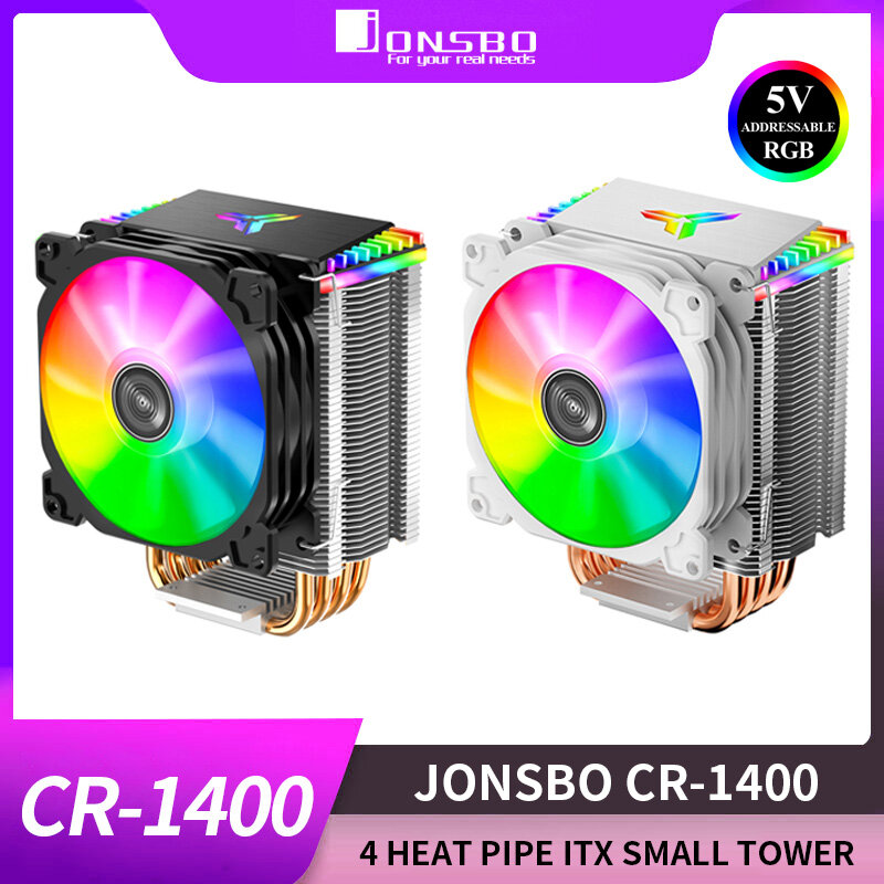 JONSBO CR-1400 ARGB 4 히트 파이프 타워 5V 3 핀 CPU 쿨러 ITX 공기 냉각 인텔 LGA1700 115X 1200 AM4 조용한 냉각 팬 라디에이터