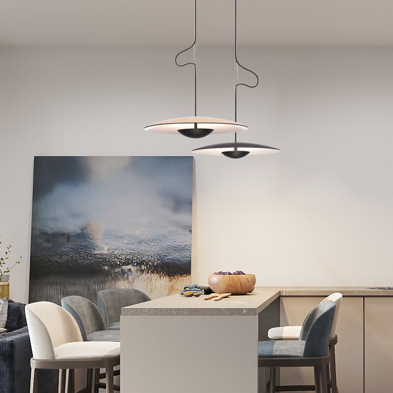 Nowoczesny wisiorek Led Light kuchnia czarny okrągły Cafe Nordic Study salon sypialnia nocna oświetlenie wewnętrzne domu Ufo wiszące lampy