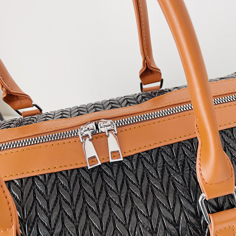 Yilian tecido bolsa de viagem feminina 2022 nova moda esportes saco de fitness masculino bolsa de viagem bagagem de embarque leve saco de mão de couro