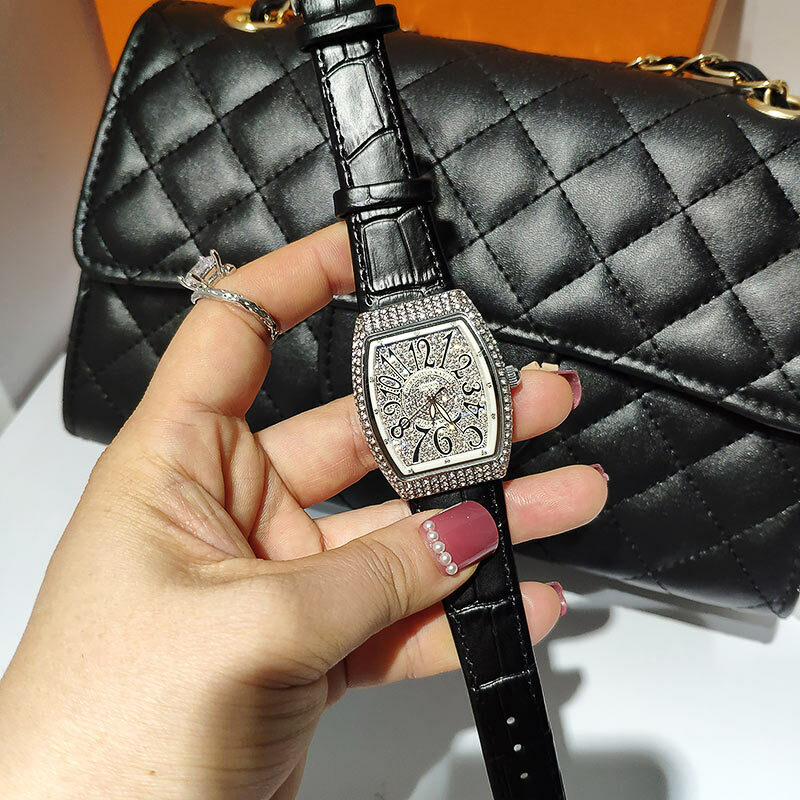 Alta qualidade moda novo relógio totalmente diamante feminino relógio de pulso com strass para mulheres presente marca de luxo relógio feminino