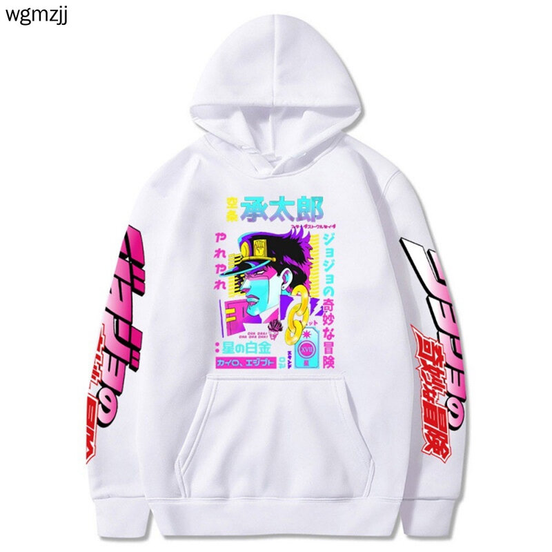 Anime jojo bizarre s aventura bizarra impresso hoodies moletom hip hop manga longa pulôver solto impressão streetwear para homem e mulher