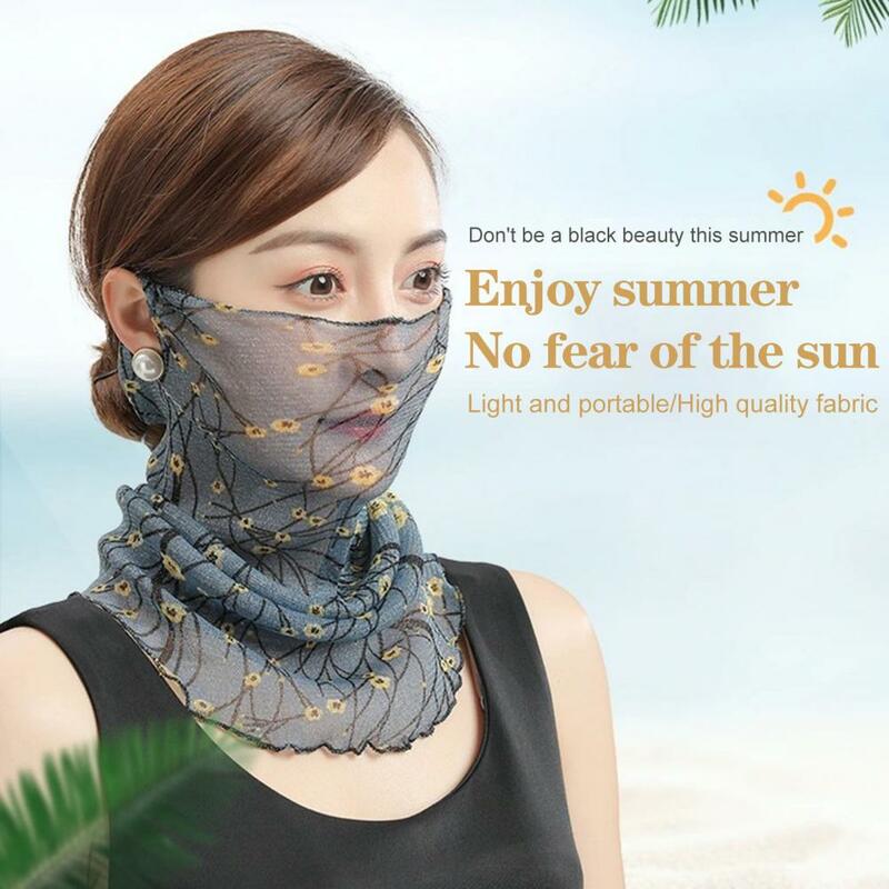 Bandana feminina rasgo resistente pescoço guarda capa lavável à prova de vento útil impresso lenço de cabeça fina