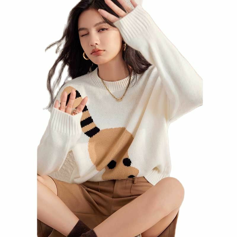 Wisher&Tong Women Sweaters Autumn Winter 2022 Long Sleeves O-neck Knitted Loose Sweater Pullover Casual Chic Tops Pull Femme