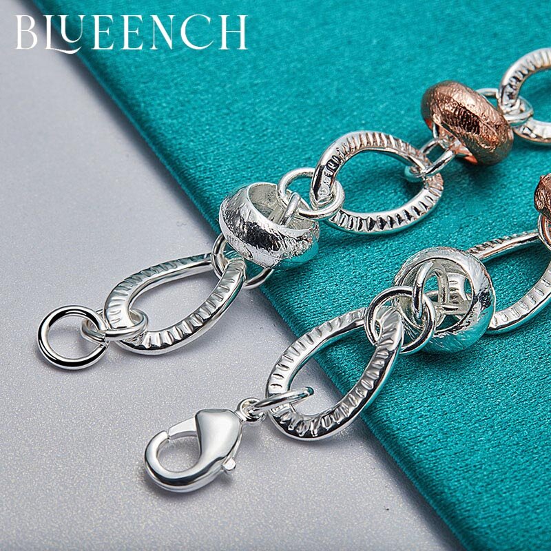 Blueench 925 Perak Murni Gelang Liontin Kunci Cinta untuk Wanita Pertunangan Pesta Pernikahan Perhiasan Mode