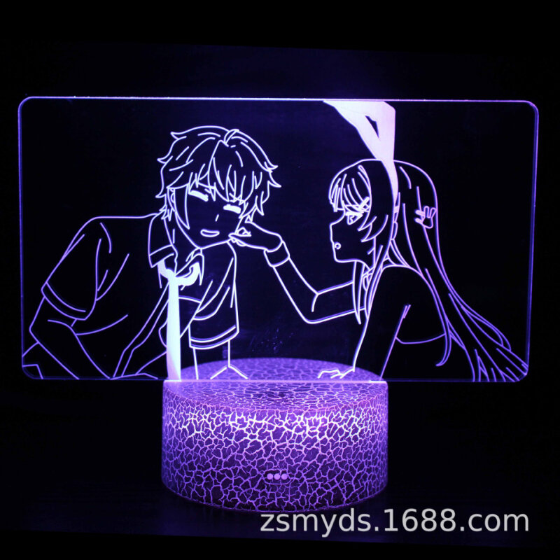 Rascal Does Not Dream of Bunny Girl Senpai3D Desk Lamp LED Colorful Touch Remote Control Creative Night Light Room Lights Decor