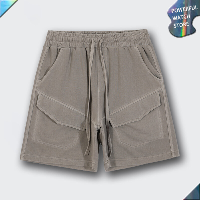 High street tide batik-pantalones cortos para hombre, ropa deportiva informal de alta calidad con bolsillo para herramientas, estilo retro, para gimnasio