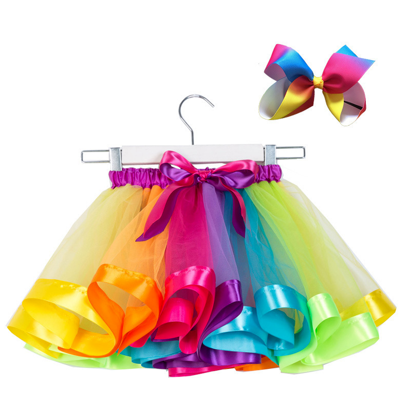 Ropa de niña pequeña, falda de tutú colorida, minifalda de tul de arcoíris para fiesta de baile, 12M-8T, 2022