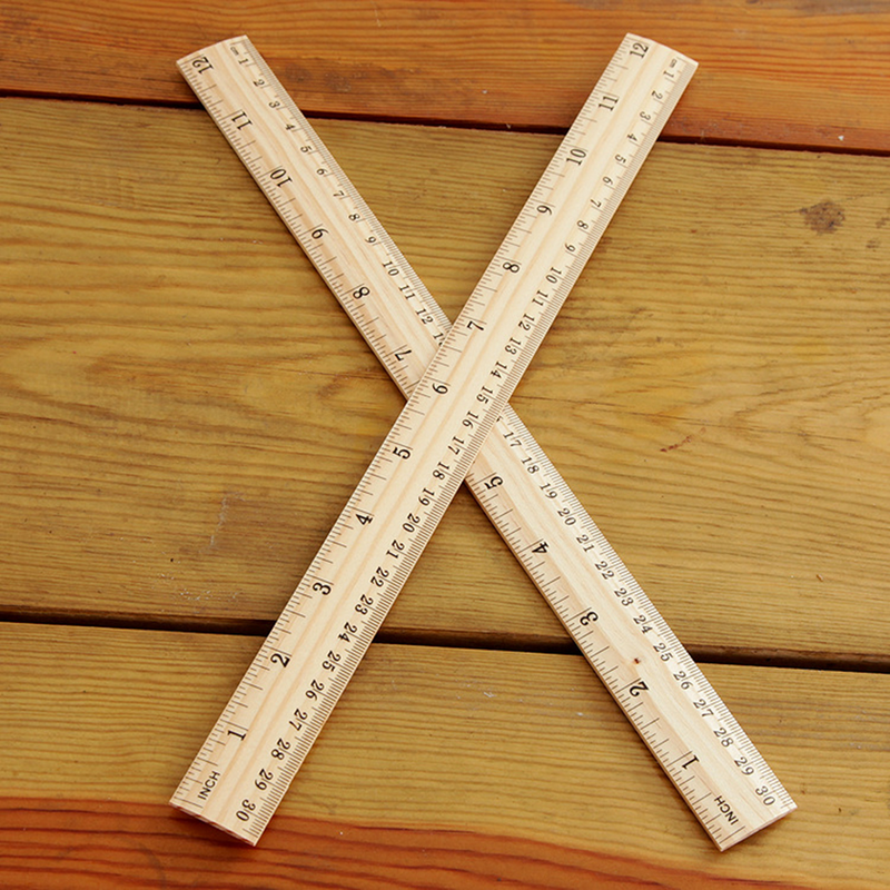 30pcs Wooden Ruler Double Scale Premium Measuring Ruler for Home School Office Classroom