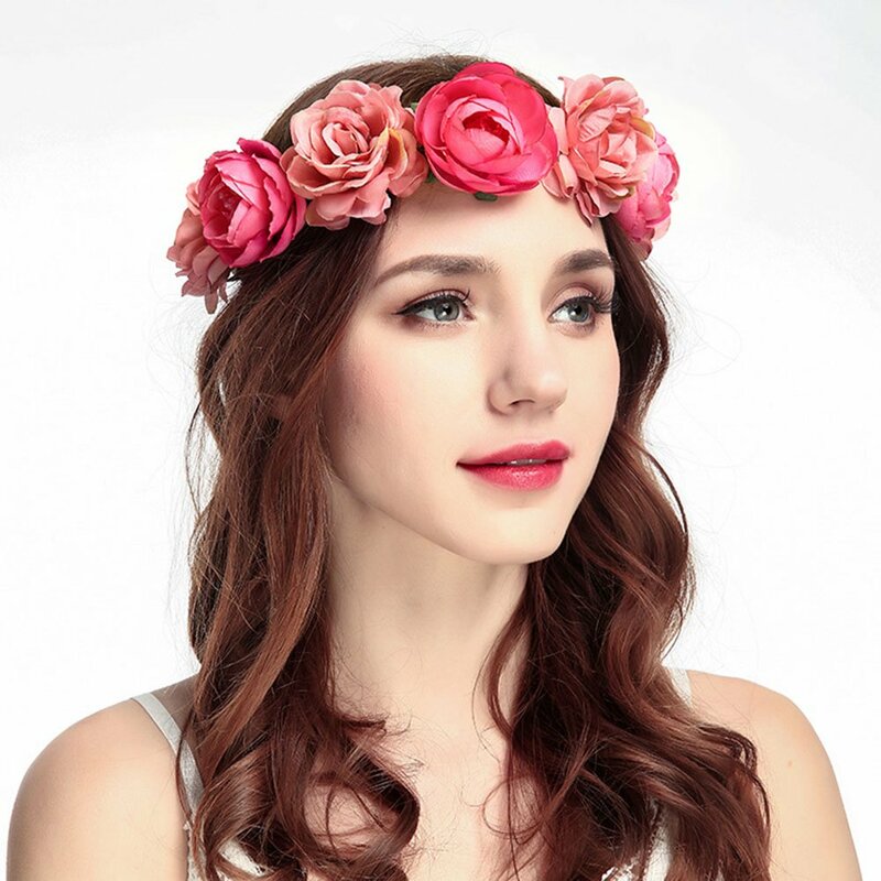 LMC-Diadema de flores para mujer, corona de flores, tocados para mujer, pelo para boda, verano al aire libre