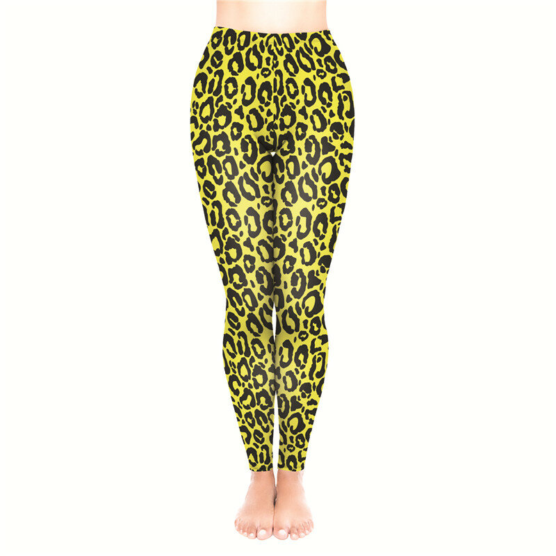 DeanFire Super Soft Yellow Panther Print Fitness Leggins Sexy Silm Pants Ankle Length Women Leggings