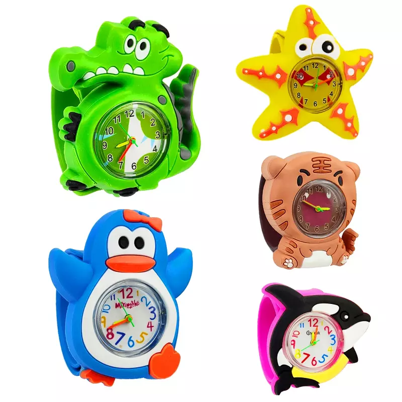 Quartz Watch for Children, Pat, Slap, Ring, Clock, Cartoon, Kids' Watches, Birthday Present, Baby, Boys, Girls, Kindergarten Party Gift