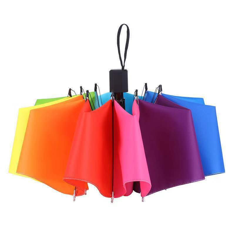 Складной Радужный зонт, портативные солнечные и дождливые Зонты