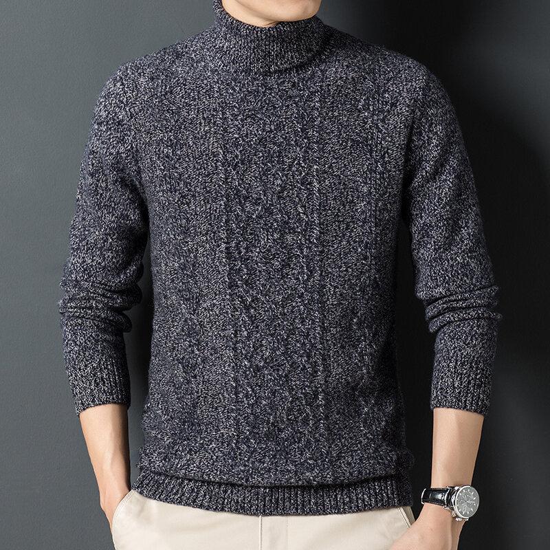 Autumn and Winter 2022 Young and Middle-Aged Men's Turtleneck Thickened Sweater Woolen Sweater Sweater Top