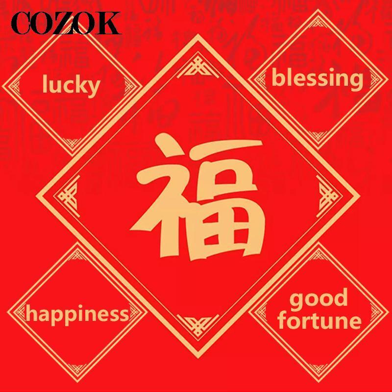 Calcetines de algodón de personajes chinos para hombre y mujer, Medias Rojas de 5 pares para parejas, Año Nuevo, Festival, con el lema de la suerte y la feliz