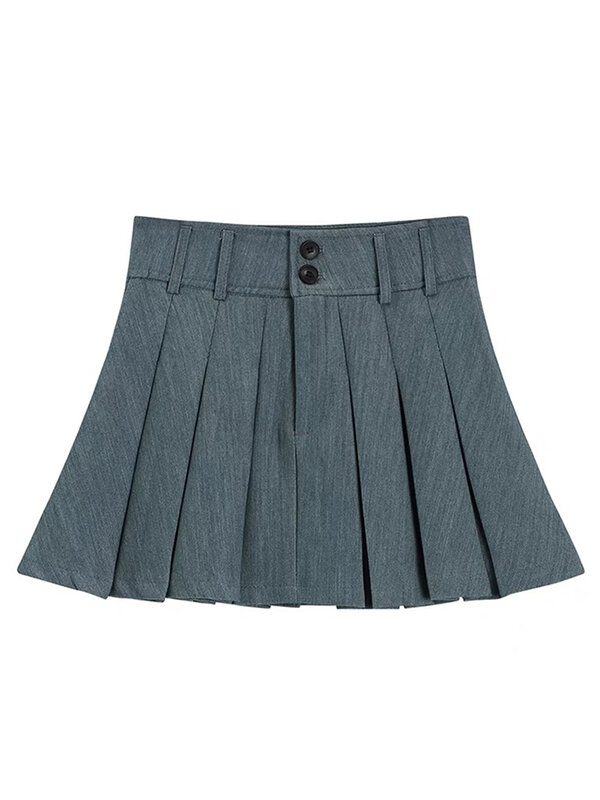 Женская плиссированная юбка с высокой талией, однотонная трапециевидная юбка в стиле преппи, короткая юбка JK, мини-юбка в стиле Ins Ulzzang, Новин...