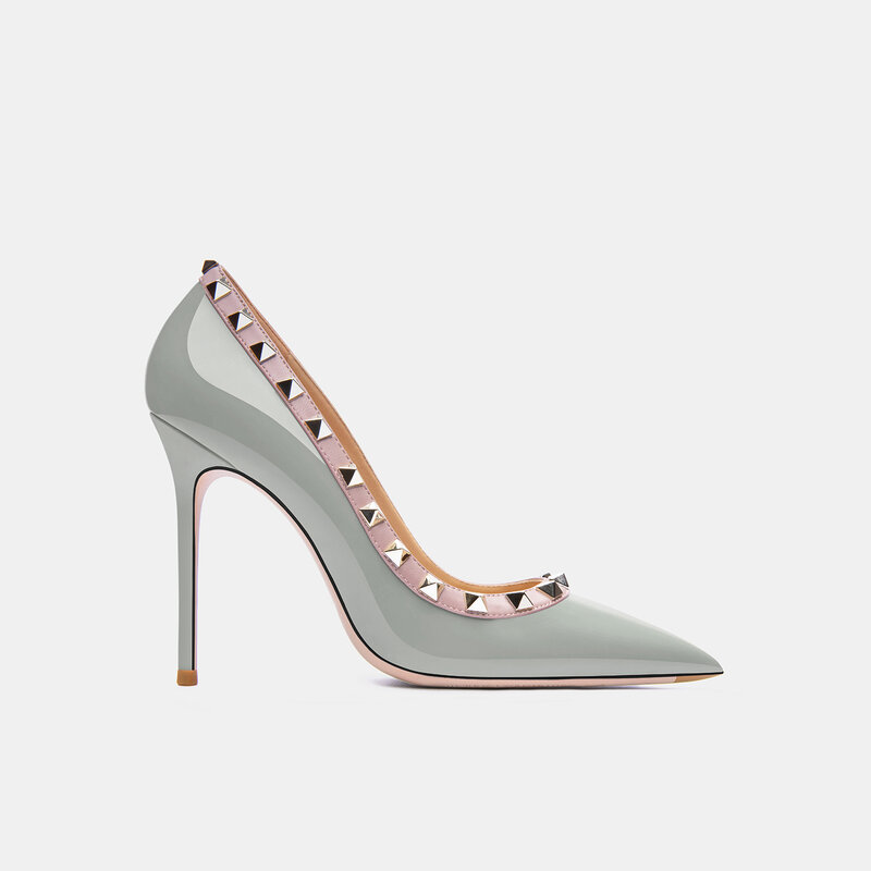 Zapatos de tacón alto para mujer, zapatillas clásicas de piel auténtica con punta de aguja, para fiesta, boda, 2022