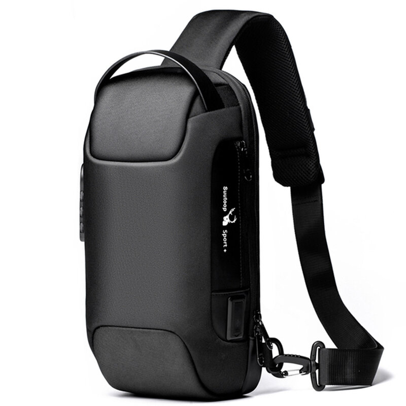 الرجال مقاوم للماء USB حقيبة كروسبودي مكافحة سرقة الكتف حقيبة رافعة متعددة الوظائف الترفيه وقت السفر رسول الصدر حزمة للذكور