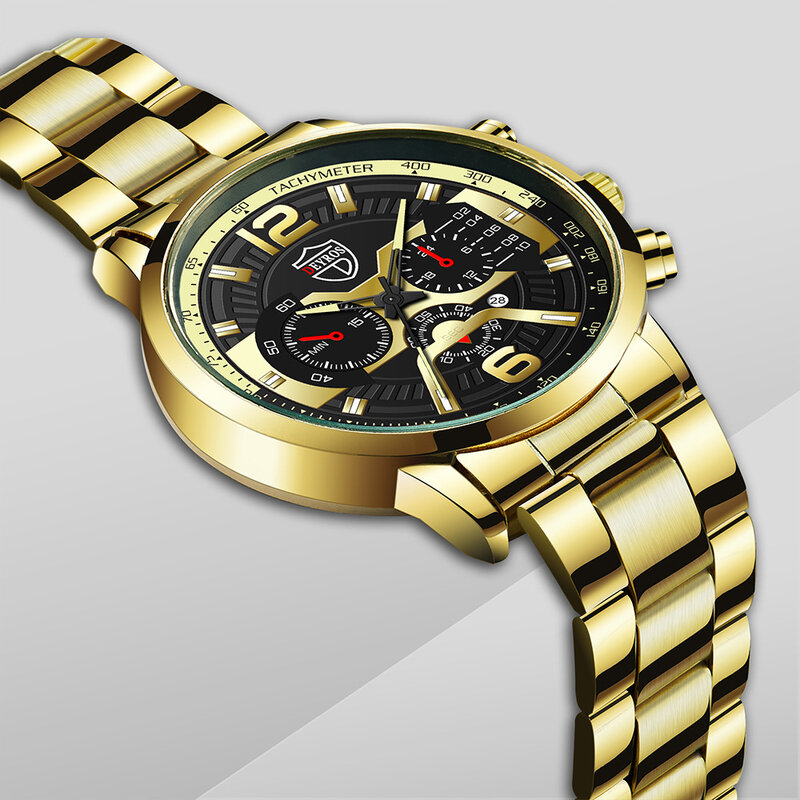 Dropshipping męskie zegarki biznesowe automatyczny zegarek z datownikiem luksusowy zegarek męski analogowy zegarek kwarcowy ze stali nierdzewnej złoty Reloj Hombre