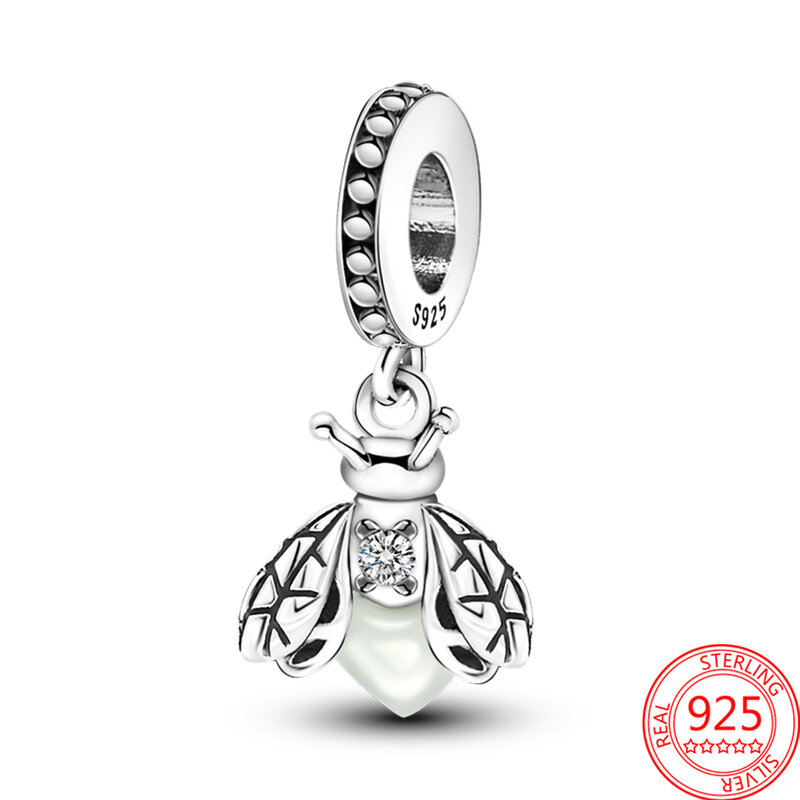 Fonkelende Lichtgevende Vuurvlieg 925 Sterling Zilveren Charm Fit Originele Pandora 3Mm Armband Diy Hanger & Ketting Kralen Set Gift