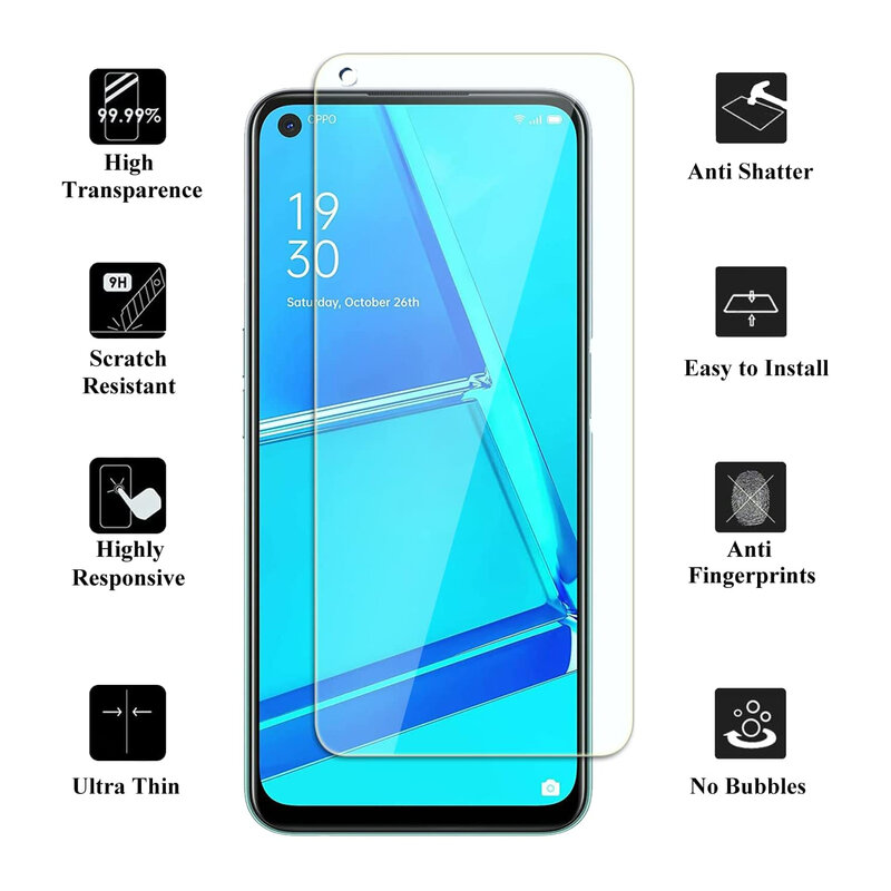 2/4Pcs High Auminum Tempered Glass For Oppo A53 A53s 5G Screen Protector Glass Film