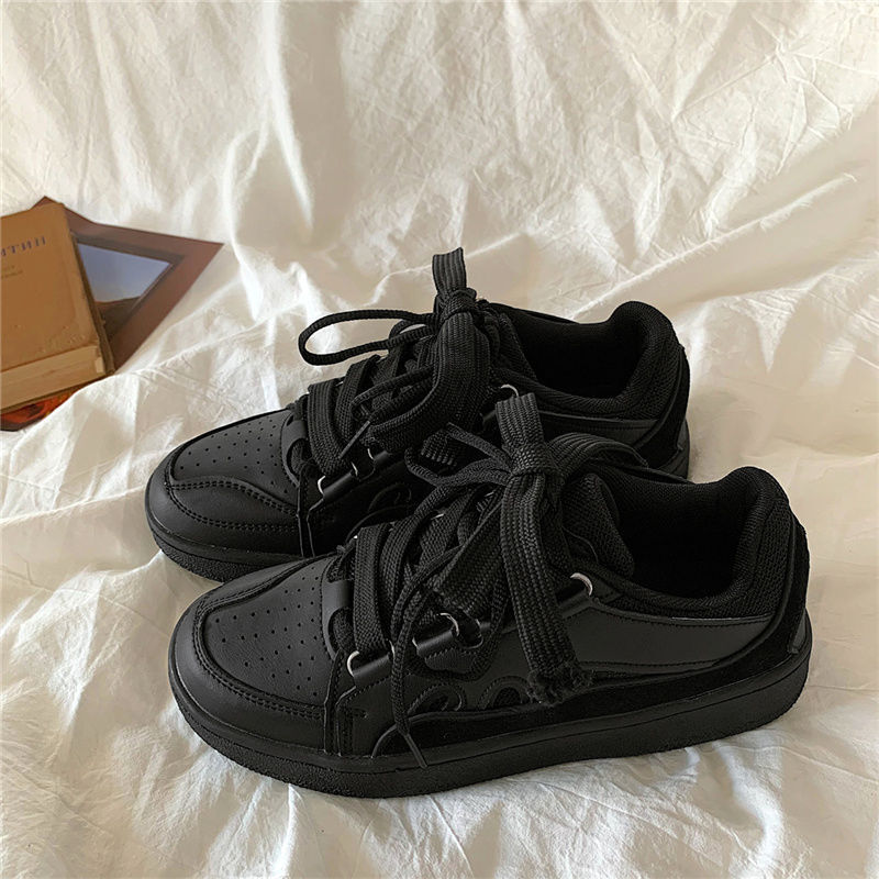 Damskie trampki sportowe buty moda w stylu Casual, czarny wulkanizowane mieszkania platformy do biegania wiosna Harajuku Athletic Dropshipping