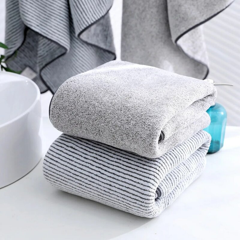 Lint-Free Large Bath Towel Bamboo Charcoal Fiber Absorbent Household Adult Bathing Thickened Soft Bath Towel