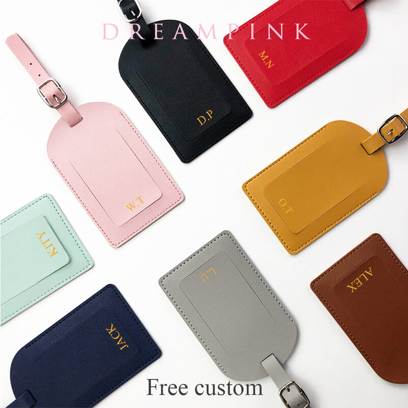 Personalize Initials Luggage Tag Custom Letters Men Women Suitcase Name Tag PU Airplane Labels Engrave Logo Travel Accessories