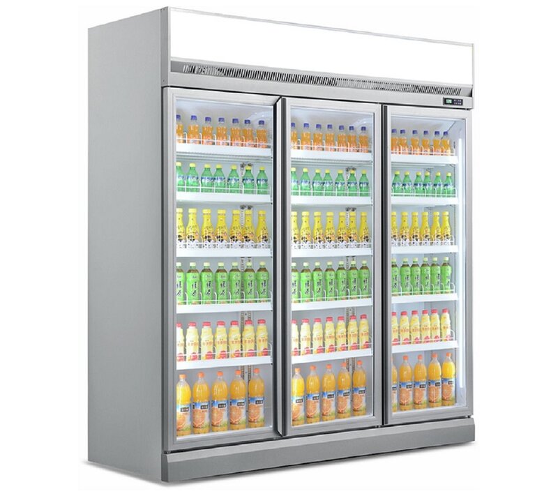 Exibição de bebida comercial refrigerador sorvete freezer vidro vertical geladeira