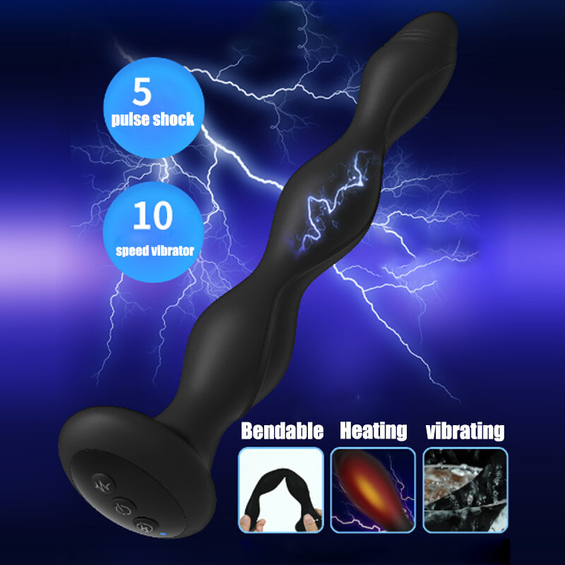 Pulse Shock Heating Vibrator Anal Plug Prostate Massager Sexual Toy Vibrators Masturbator Anal Bead Unisex Erotic Butt  Sex Toys