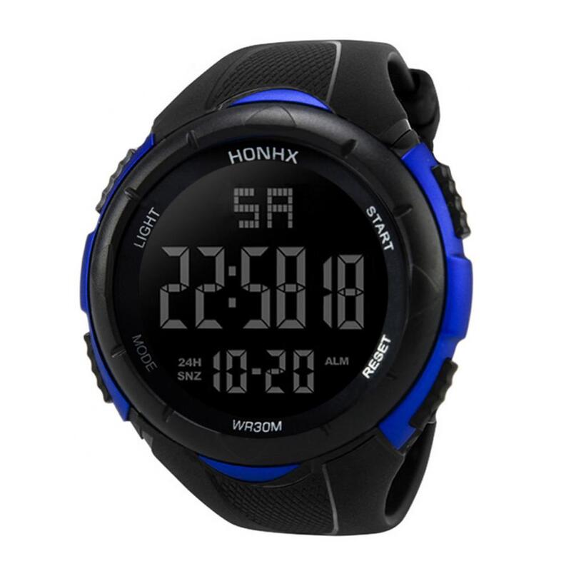 Montre de sport électronique pour homme, chronomètre multifonction, grand écran, réveil de fitness, affichage de la lumière LED, montre numérique