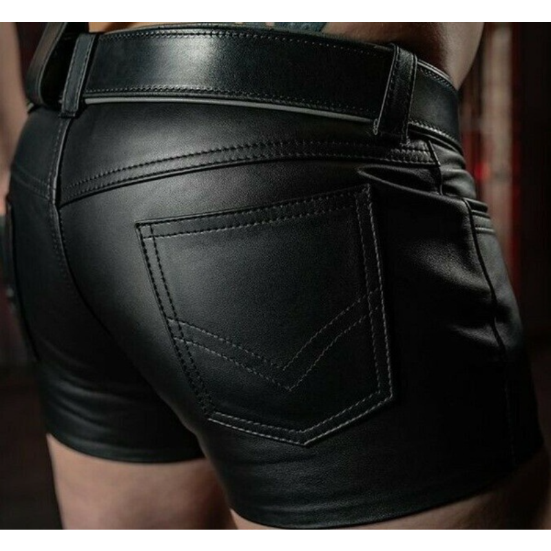 Spodenki męskie męskie odzież punk Casual spodnie skórzane