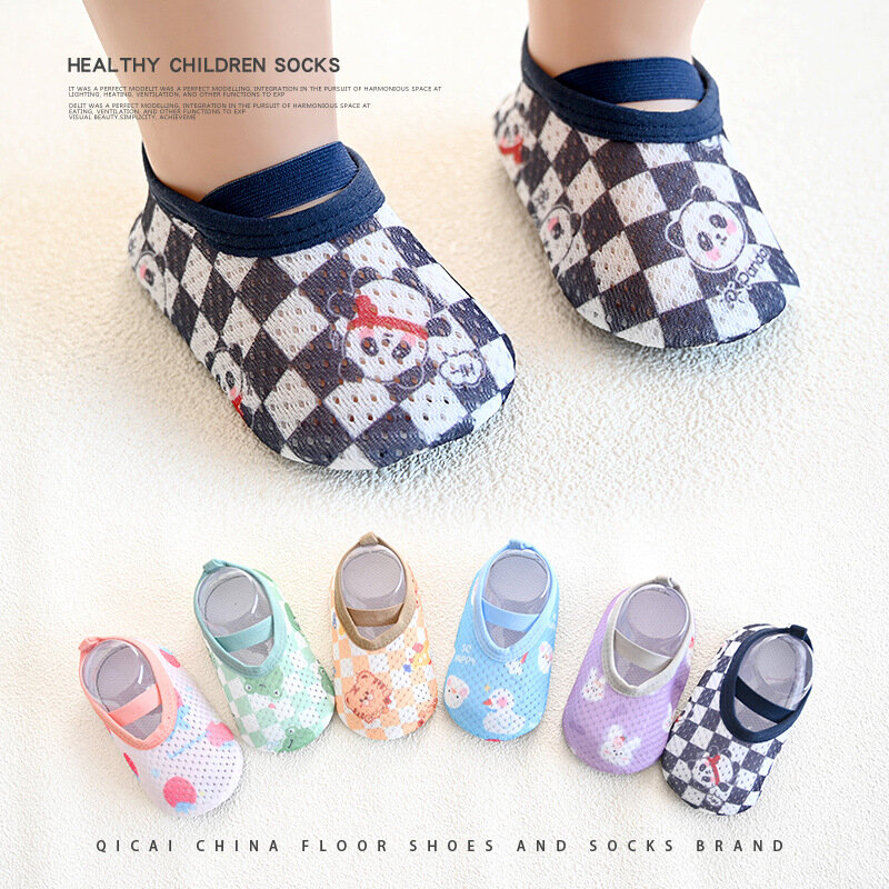 Bebê malha ultramodelo antiderrapante piso meias calçados infantis verão macio inferior criança footgear legal bebê perna aquecedores