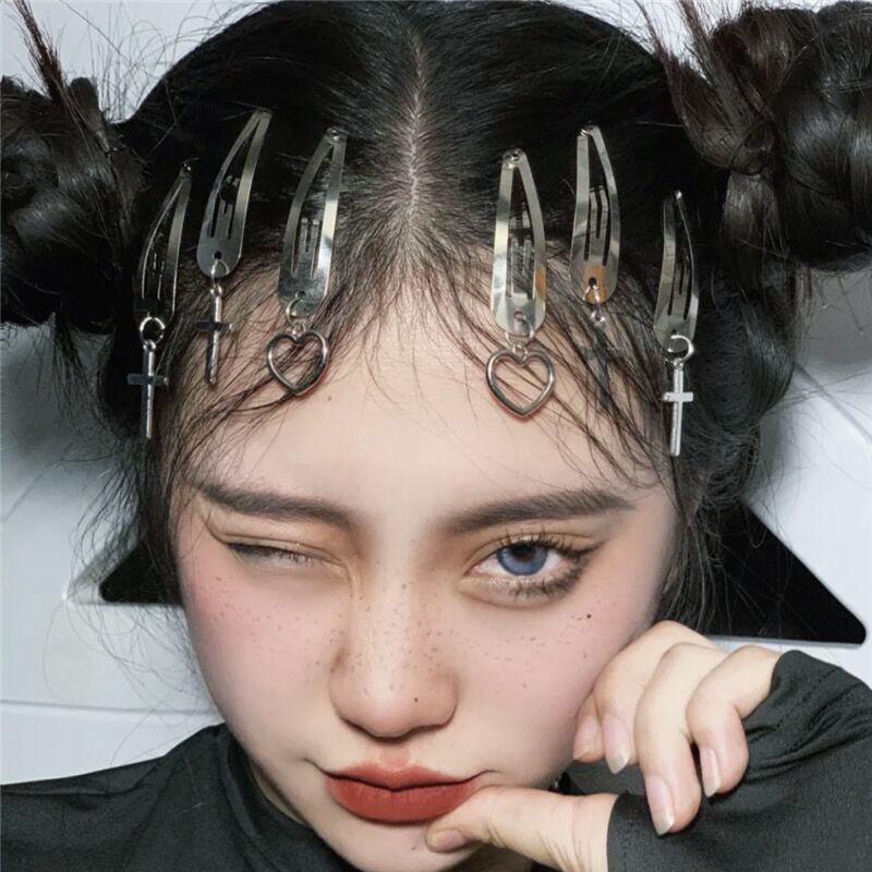 Cute Drop Shape Hairpin For Girls Mini Sweet BB Clips Cross Peach Heart DIY Hair Accessories Women Metal Barrettes Punk Headwear
