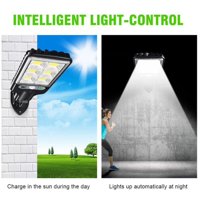Solar Street Light Outdoor Wall Lamp With 3 Light Mode Waterproof Motion Sensor Security Lighting for Garden Patio Path Yard