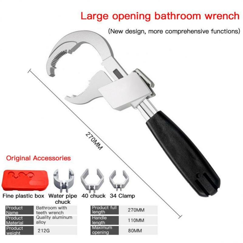 Chave ajustável universal liga de alumínio chave de extremidade aberta chave do banheiro encanamento torneira e pia ferramentas reparo