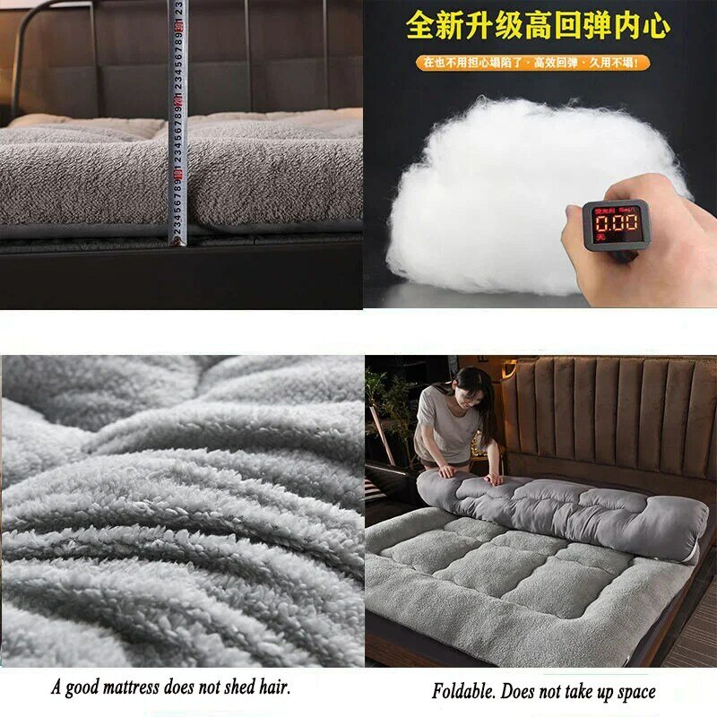 Soft Mattress Filled With Feather Velvet Dormitory Thick Pad Twin Bed Home King Queen Bed Foldable Mattress Japanese Tatami Mat