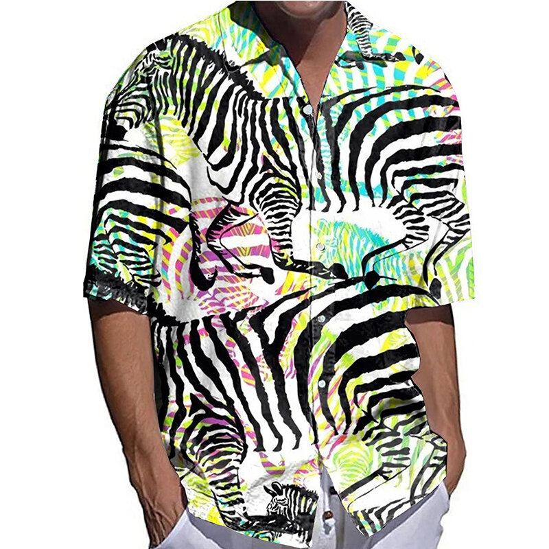 Camicie da uomo Vintage camicia Casual oversize stampa tramonto magliette a mezza manica abbigliamento da uomo camicette Cardigan da viaggio hawaiane di fascia alta