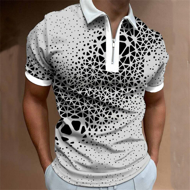 Men's Summer Zipper Short -sleeved Lapel POLO Shirt