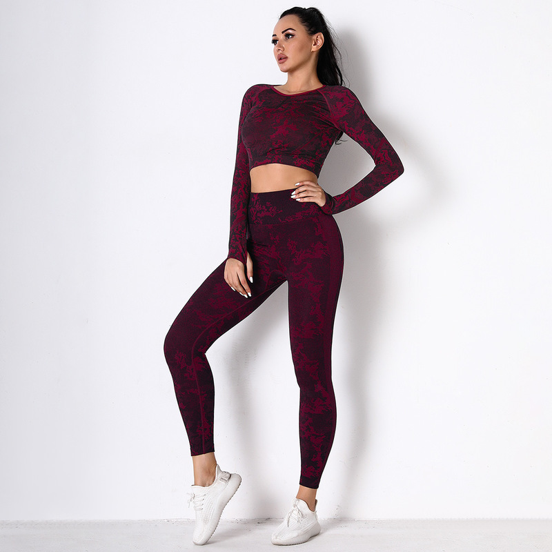 Women's Tracksuit Yoga Set Female Clothing Fitness Sports Suits High Waist Running Leggings Shirts Long Sleeve Workout Suit