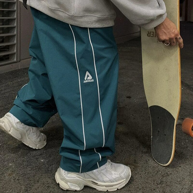 Pantaloni sportivi larghi di marca Tide tendenza uomo nuovi pantaloni a gamba larga retrò Plus grassi di grandi dimensioni pantaloni da Skateboard sportivi di strada americani