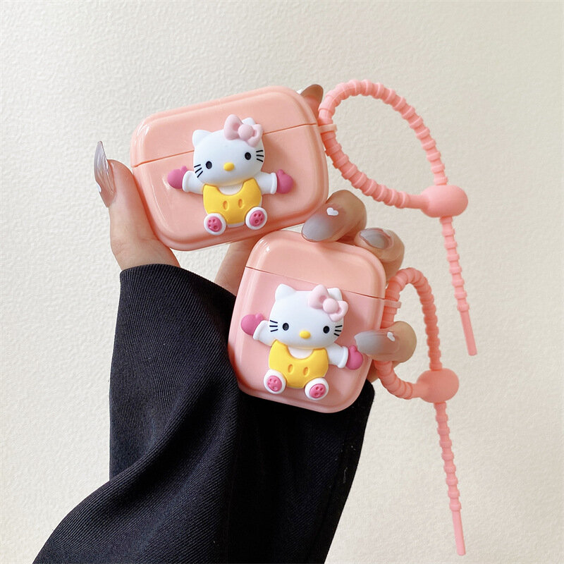 Pink Cartoon Stereo Cat AirPods 3 Case Apple AirPods 2 Case Cover AirPods Pro Case IPhone Earbuds Accessories Air Pods Case