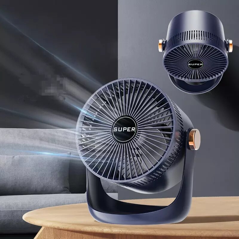 Ventilador de carga USB de circulación de aire LOYLOV 2400mAH ventilador portátil de escritorio de larga duración para el hogar con cabeza agitadora de viento fuerte