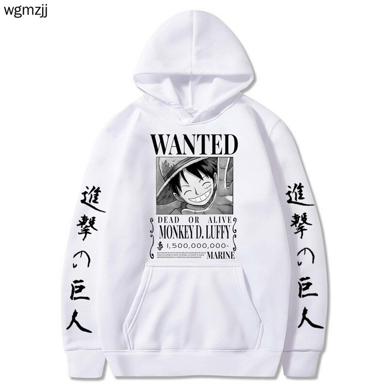 One Piece Luffy Hoodie Anime Attack on Titan Hoodies Fleece Pullover Sweatshirts Streetwear Oversized Clothes
