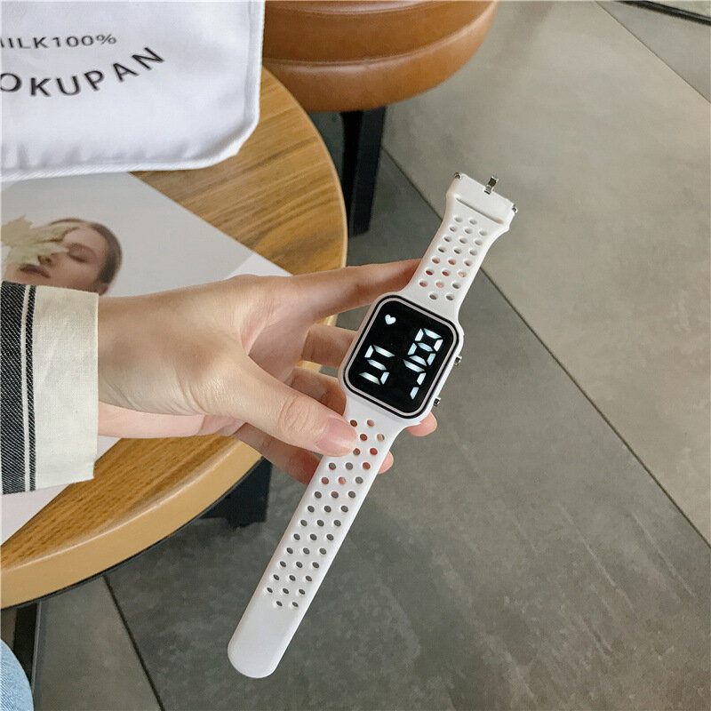 Simples led esporte eletrônico relógios femininos 2022 nova moda luminosa digital relógios de pulso de silicone horas para presentes das crianças w9900