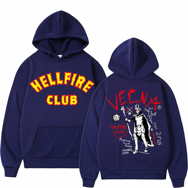 Funny Stranger Things 4 Hellfire Club Eddie Munson dwustronna bluza z kapturem z nadrukiem mężczyźni kobiety moda ubrania hip-hopowe bluzy z kapturem Rock Punk