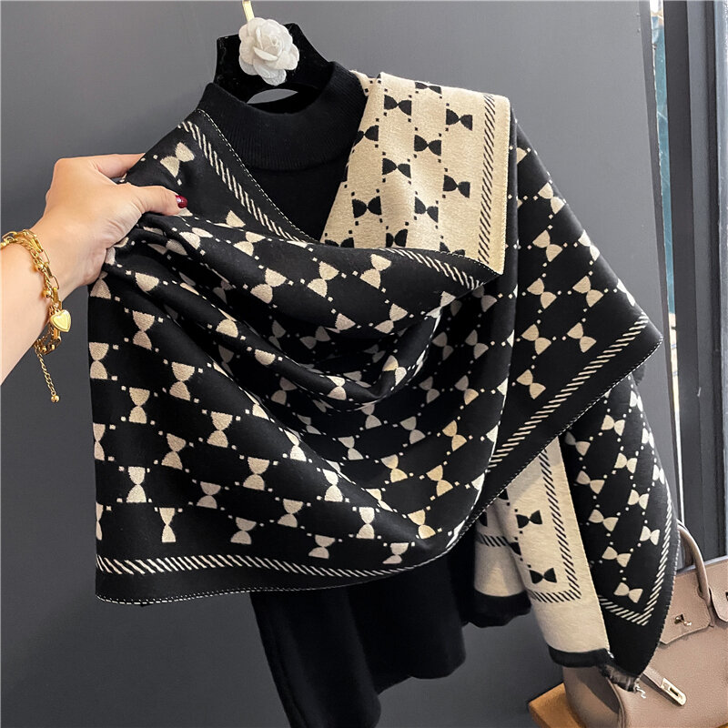 New Fashion Winter Warm Cashmere Scarf for Women Luxury Brand Thick Pashmina Shawls and Wraps Poncho Female Bufandas Echarpe