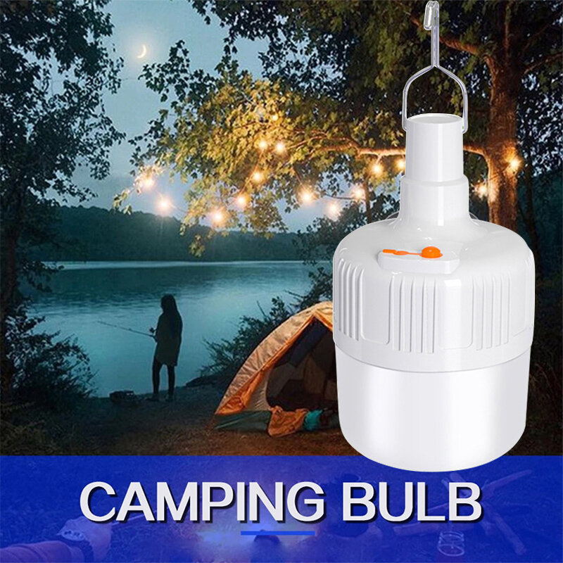 Lâmpadas LED recarregáveis USB, ao ar livre, luz de emergência, gancho, camping, pesca, lanterna portátil, luzes noturnas, 50W