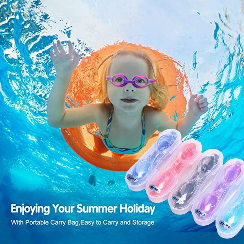 Juego de gafas de natación HD para niños y niñas, impermeables, PVC, antivaho, con tapones para los oídos, 1 Juego